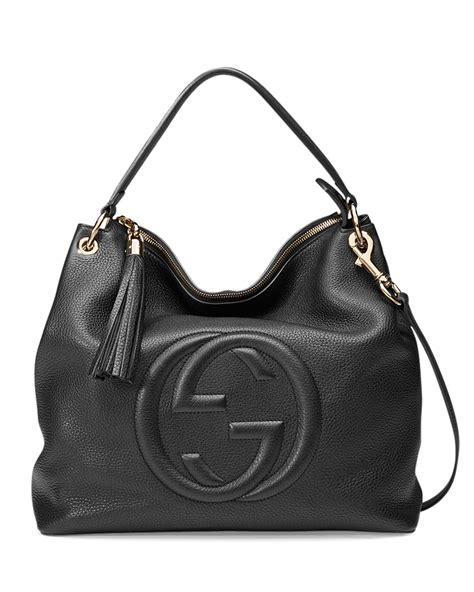 black leather gucci purse with big g|Gucci bags black soft leather.